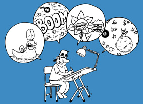 Detalle del cartel de la microexposición de cómic del dibujante Franchu Llopis